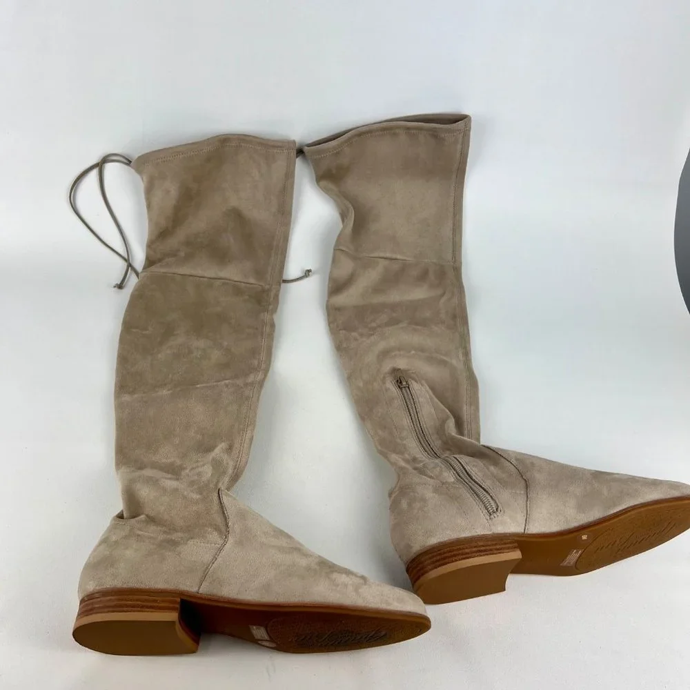 Gianni Bini Womens Fremaux Over the Knee Boots Taupe Tan Microsuede OTK size 6